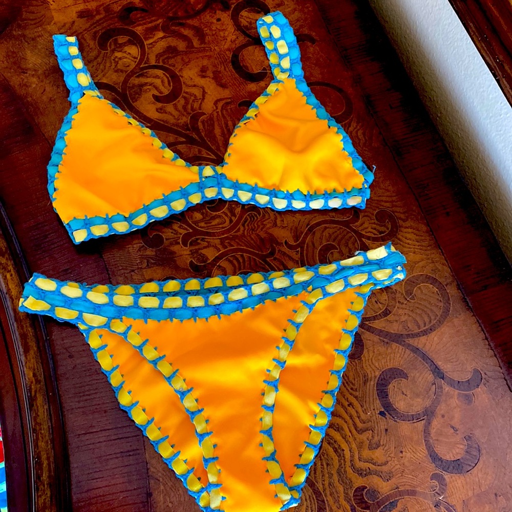 Gold crochet bikini